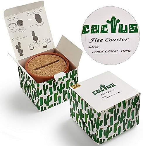 Flee 6-Piece Green Coaster Set with Flower Pot Shaped Holder for Drinks,Coffee,Cup V1259-DP01-A-2035