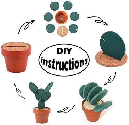 Flee 6-Piece Green Coaster Set with Flower Pot Shaped Holder for Drinks,Coffee,Cup V1259-DP01-A-2035