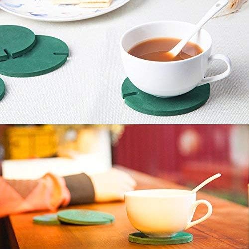 Flee 6-Piece Green Coaster Set with Flower Pot Shaped Holder for Drinks,Coffee,Cup V1259-DP01-A-2035