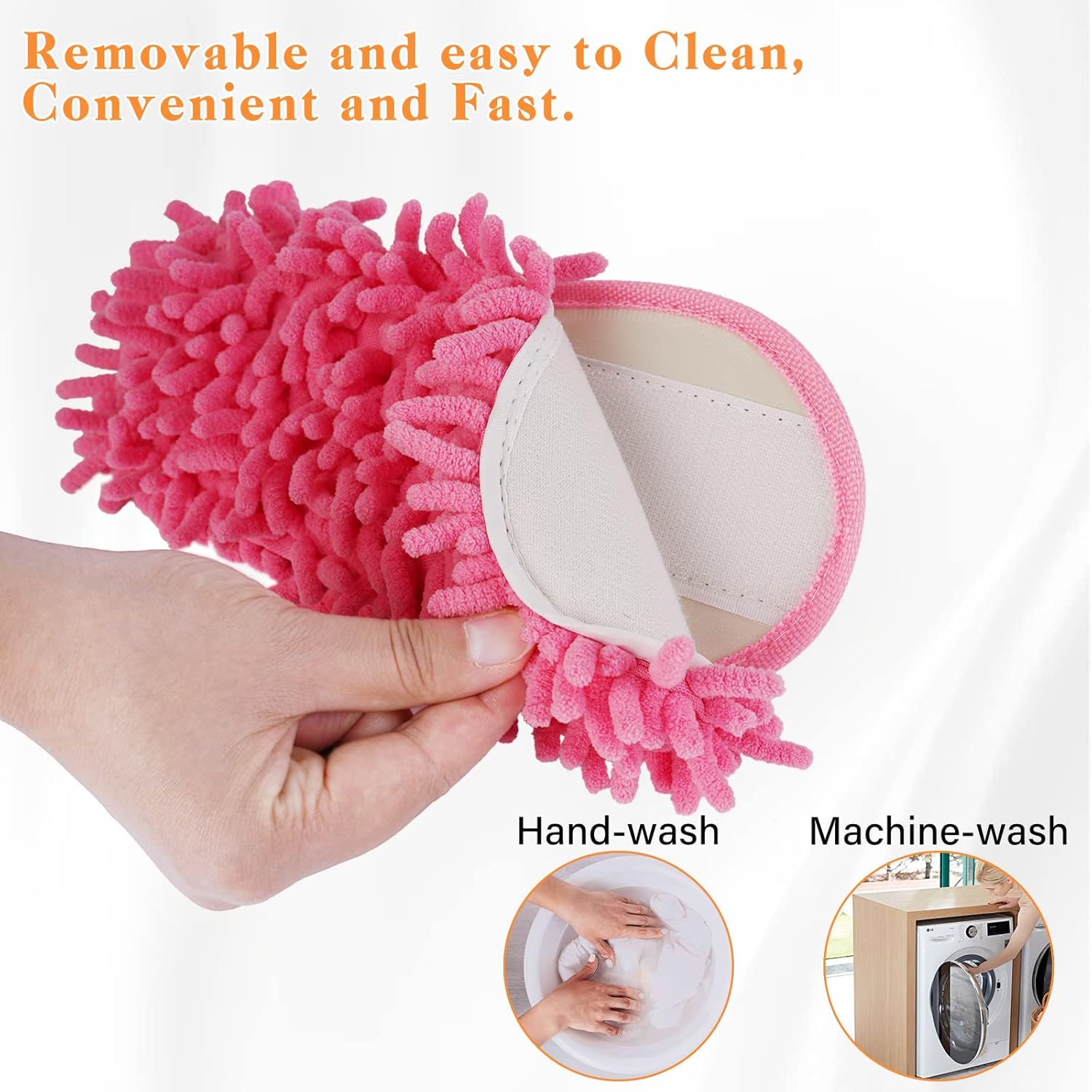 1 Pair Detachable Mop Slippers Shoes Microfiber Chenille Soft Comfortable Dust Dirt Hair Cleaner V1259-DP01-A-2037
