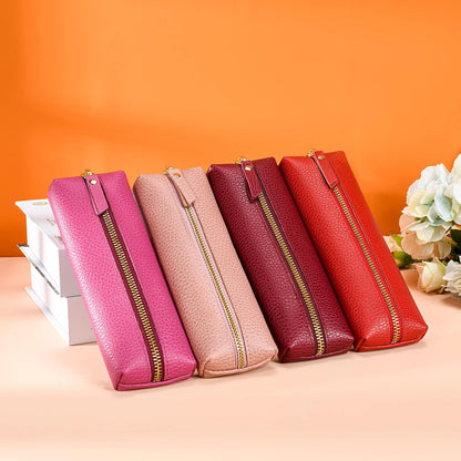 Genuine leather pen case, Cowhide pencil puch with zipper, Soft pen bag for adults. V1259-DP01-A-2038