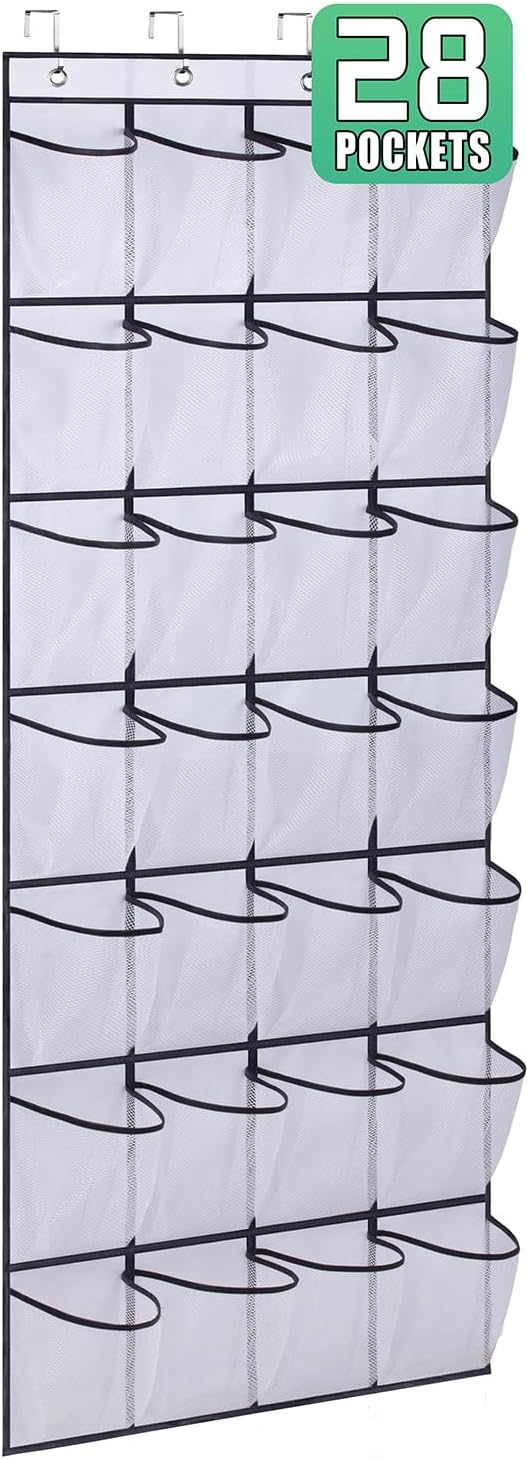 28 Large Mesh Pockets Over The Door Shoe Rack, Hanging Shoe Organizer for Closet Hanging Shoe Rack Holder V1259-DP01-A-2045