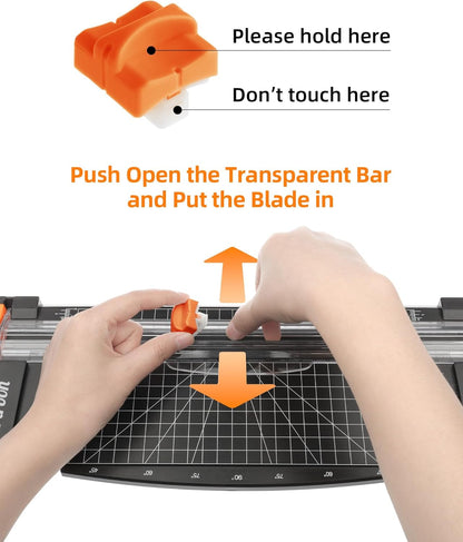 Paper Cutter Replacement Blade with Automatic Security Safeguard Design for A4 Black and White Paper Trimmer V1259-DP01-A-2058