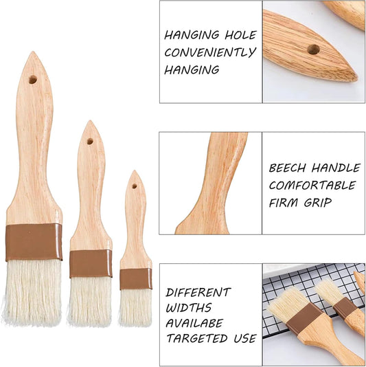 Pastry Brush for Baking Cooking Kitchen, Hardwood Handle Basting Brush for Spreading Oil BBQ Grilling Sauce V1259-DP01-A-2068