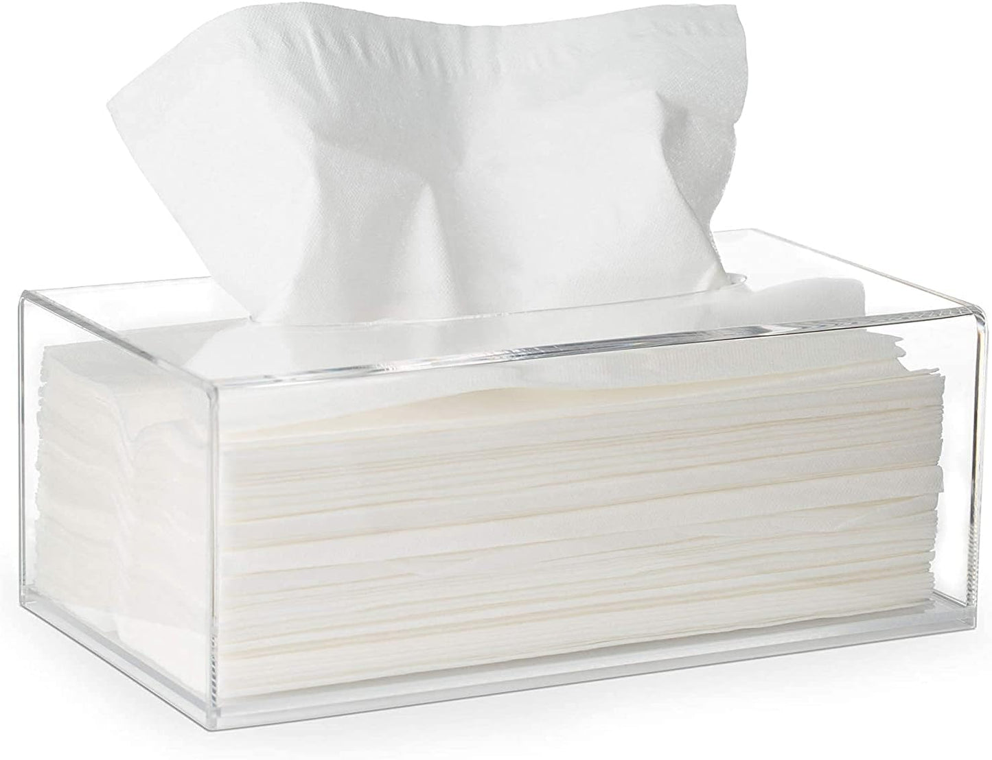 Facial Tissue Box Cover Holder- Rectangle Organizer for Bathroom Vanity, Countertops, Tables, Clear Acrylic V1259-DP01-A-2071