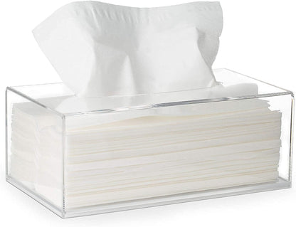 Facial Tissue Box Cover Holder- Rectangle Organizer for Bathroom Vanity, Countertops, Tables, Clear Acrylic V1259-DP01-A-2071