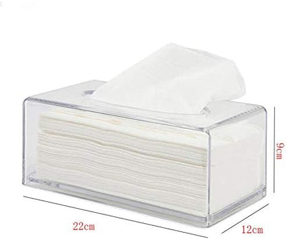 Facial Tissue Box Cover Holder- Rectangle Organizer for Bathroom Vanity, Countertops, Tables, Clear Acrylic V1259-DP01-A-2071