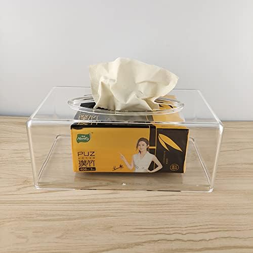 Facial Tissue Box Cover Holder- Rectangle Organizer for Bathroom Vanity, Countertops, Tables, Clear Acrylic V1259-DP01-A-2071