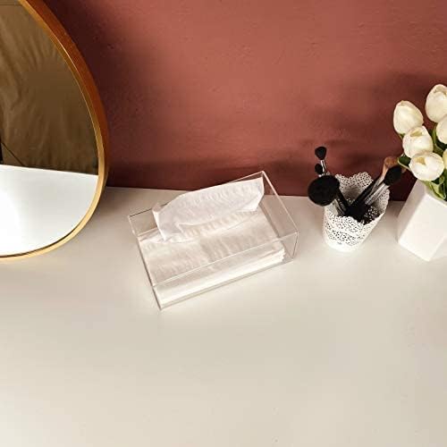 Facial Tissue Box Cover Holder- Rectangle Organizer for Bathroom Vanity, Countertops, Tables, Clear Acrylic V1259-DP01-A-2071