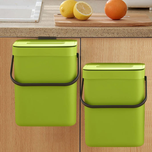Small Plastic Trash Can, Hanging Small Trash Can with Lid Under Sink for Kitchen, Food Waste Bin for V1259-DP01-A-2074