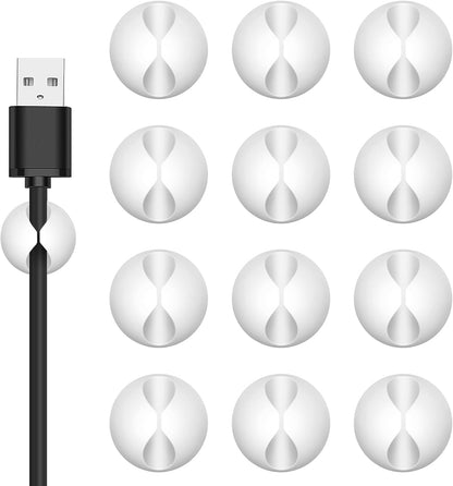 Cord Holder Cable Clips, 12PCS White Adhesive Cord Organizer Charger Holder Wire Management Keeper for V1259-DP01-A-2079