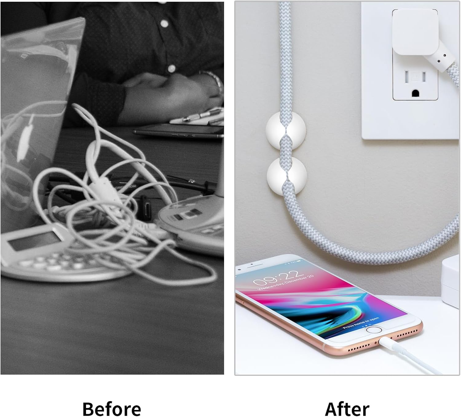 Cord Holder Cable Clips, 12PCS White Adhesive Cord Organizer Charger Holder Wire Management Keeper for V1259-DP01-A-2079