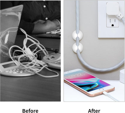 Cord Holder Cable Clips, 12PCS White Adhesive Cord Organizer Charger Holder Wire Management Keeper for V1259-DP01-A-2079