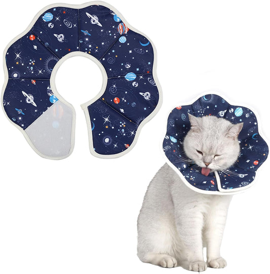 Soft Cat Recovery Collar,Adjustable Cat Cone,Cat Protective Cone Collar After Surgery,for Cats (Starry Sky, M) V1259-DP01-A-2081