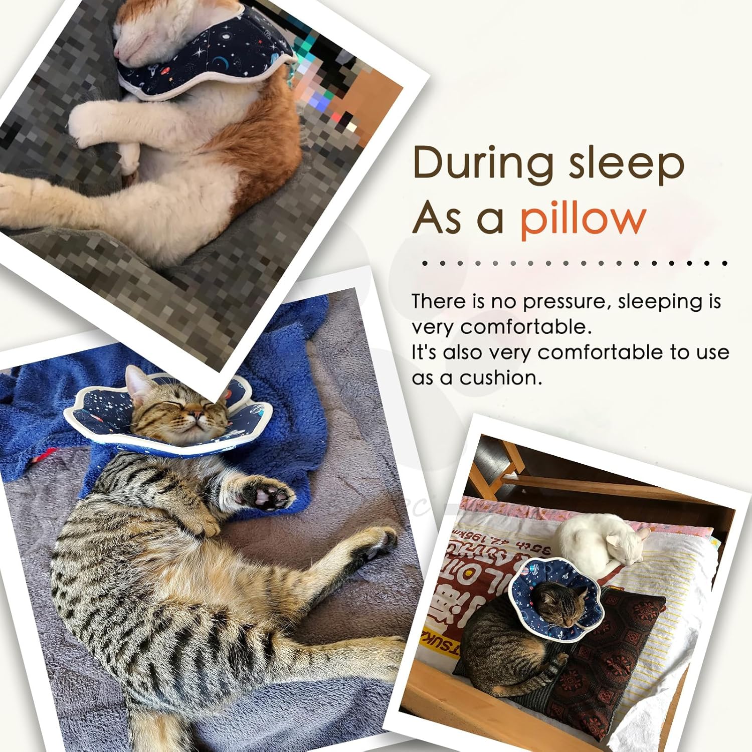 Soft Cat Recovery Collar,Adjustable Cat Cone,Cat Protective Cone Collar After Surgery,for Cats (Starry Sky, M) V1259-DP01-A-2081