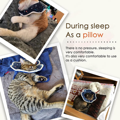 Soft Cat Recovery Collar,Adjustable Cat Cone,Cat Protective Cone Collar After Surgery,for Cats (Starry Sky, M) V1259-DP01-A-2081