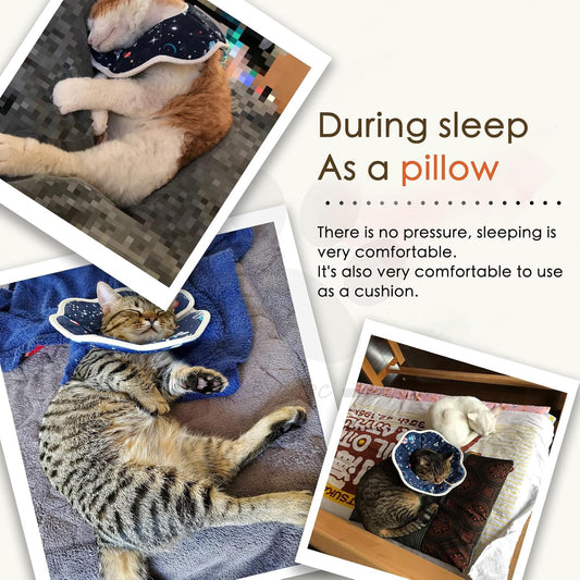 Soft Cat Recovery Collar,Adjustable Cat Cone,Cat Protective Cone Collar After Surgery,for Cats (Starry Sky, M) V1259-DP01-A-2081