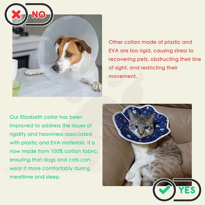 Soft Cat Recovery Collar,Adjustable Cat Cone,Cat Protective Cone Collar After Surgery,for Cats (Starry Sky, M) V1259-DP01-A-2081