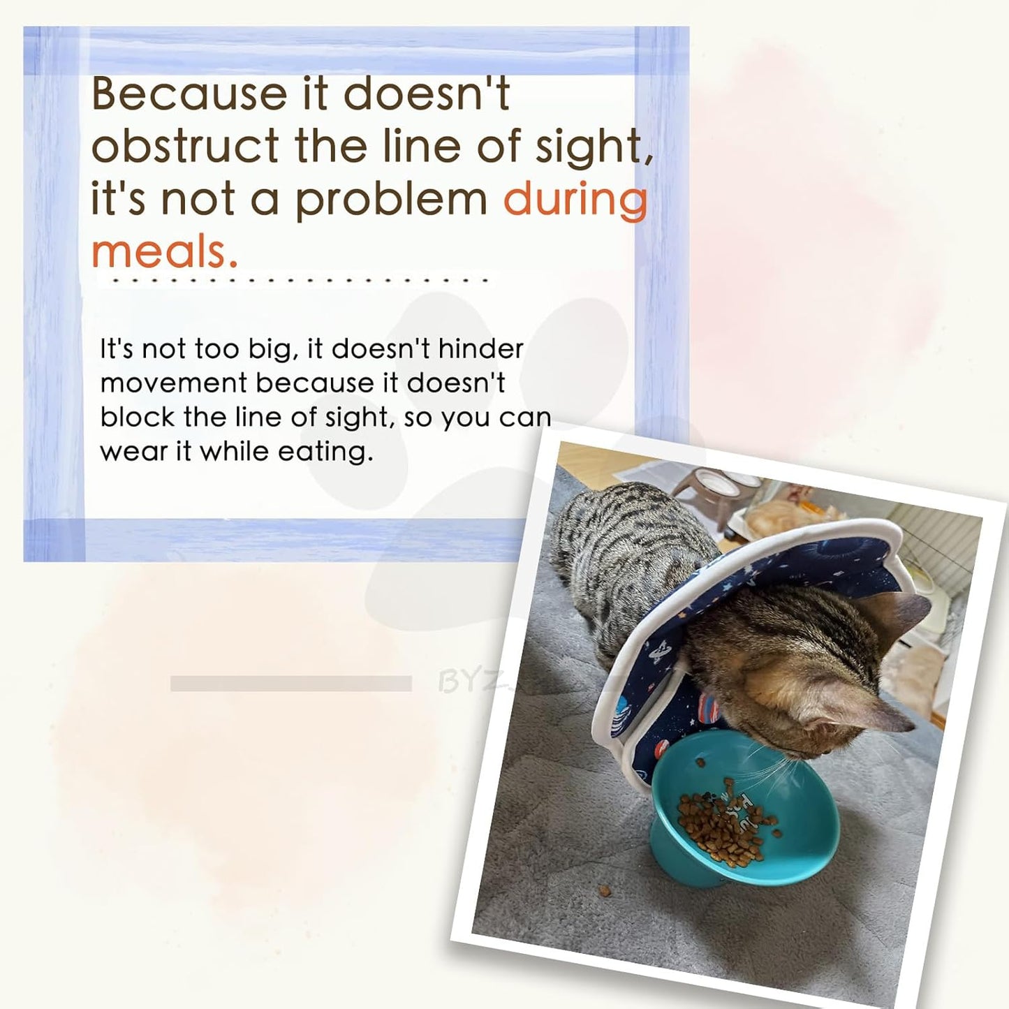 Soft Cat Recovery Collar,Adjustable Cat Cone,Cat Protective Cone Collar After Surgery,for Cats (Starry Sky, M) V1259-DP01-A-2081