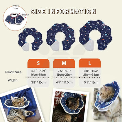 Soft Cat Recovery Collar,Adjustable Cat Cone,Cat Protective Cone Collar After Surgery,for Cats (Starry Sky, M) V1259-DP01-A-2081