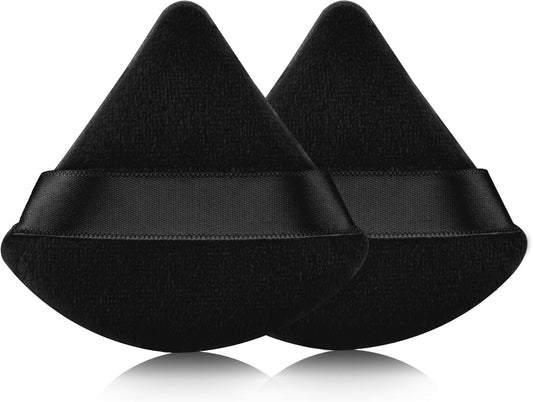 2 Pcs Triangle Powder Puff for Face Powder, Soft Plush Setting Powder Puff, Velour Cosmetic Foundation V1259-DP01-A-2084