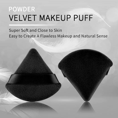 2 Pcs Triangle Powder Puff for Face Powder, Soft Plush Setting Powder Puff, Velour Cosmetic Foundation V1259-DP01-A-2084