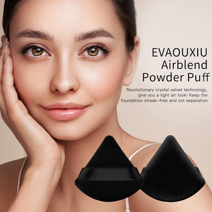 2 Pcs Triangle Powder Puff for Face Powder, Soft Plush Setting Powder Puff, Velour Cosmetic Foundation V1259-DP01-A-2084