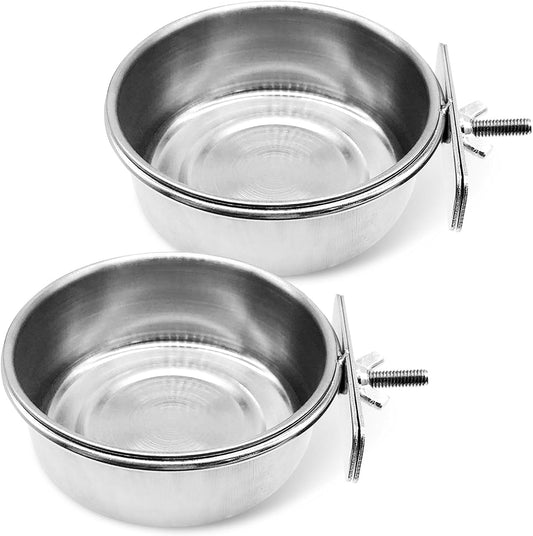Bird Feeding Dish Cups Parrot Food Bowl Clamp Holder Coop Cup, 2PCS Bird Cage Water Bowl for Parakeet African V1259-DP01-A-2085