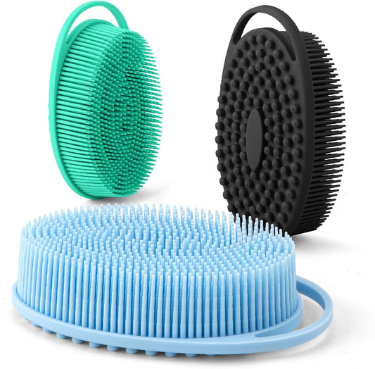 Silicone Body Scrubber, Set of 3 Soft, Exfoliating, Blood Circulation, Cleansing, Softening, All Skin Types, V1259-DP01-A-2086