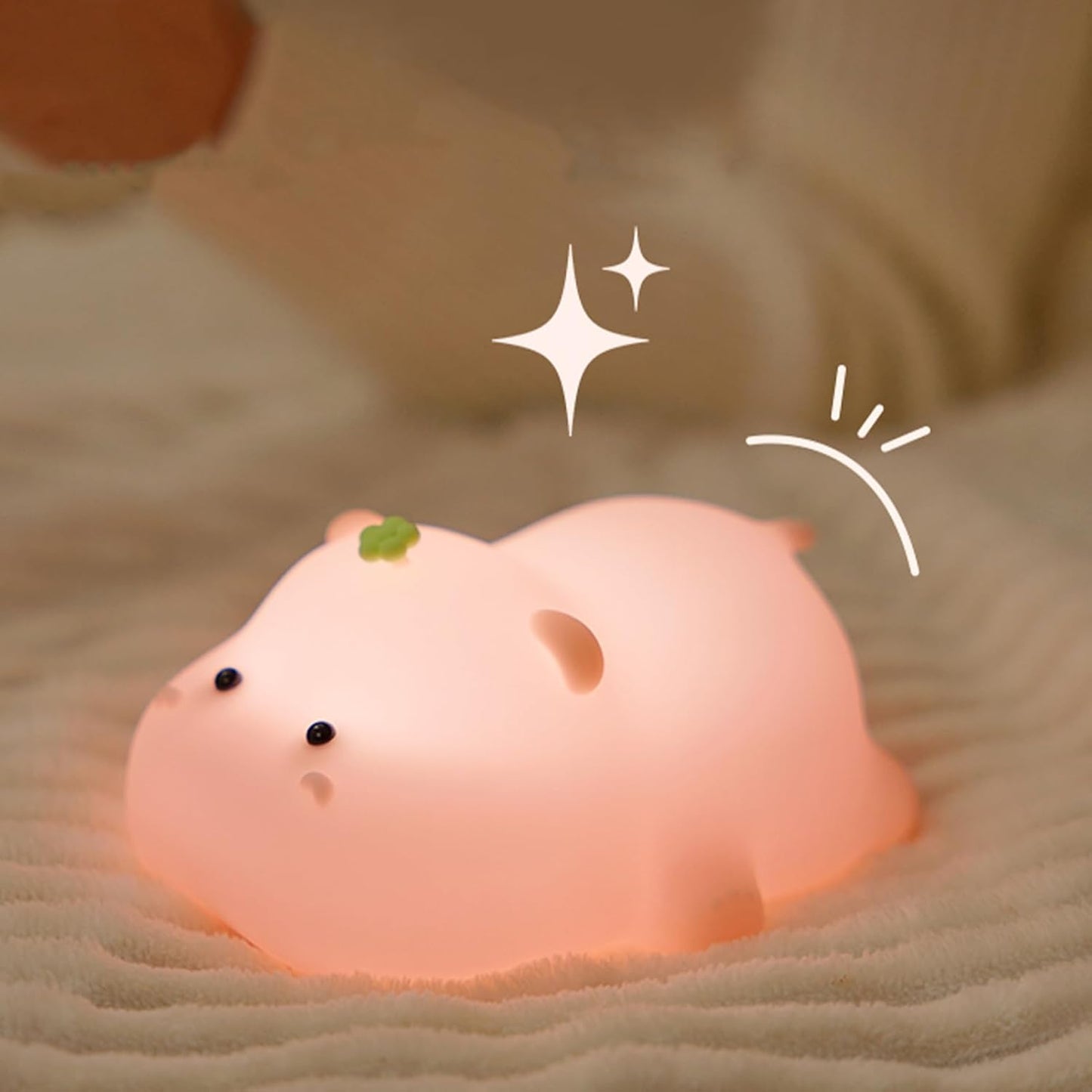 Silicone Night Light, Kids Night Light, Cute Hippo Design, Rechargeable, Pink V1259-DP01-A-2090