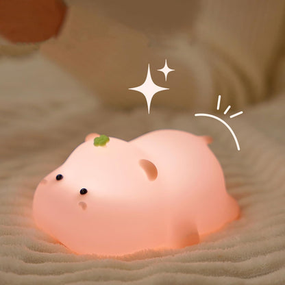 Silicone Night Light, Kids Night Light, Cute Hippo Design, Rechargeable, Pink V1259-DP01-A-2090