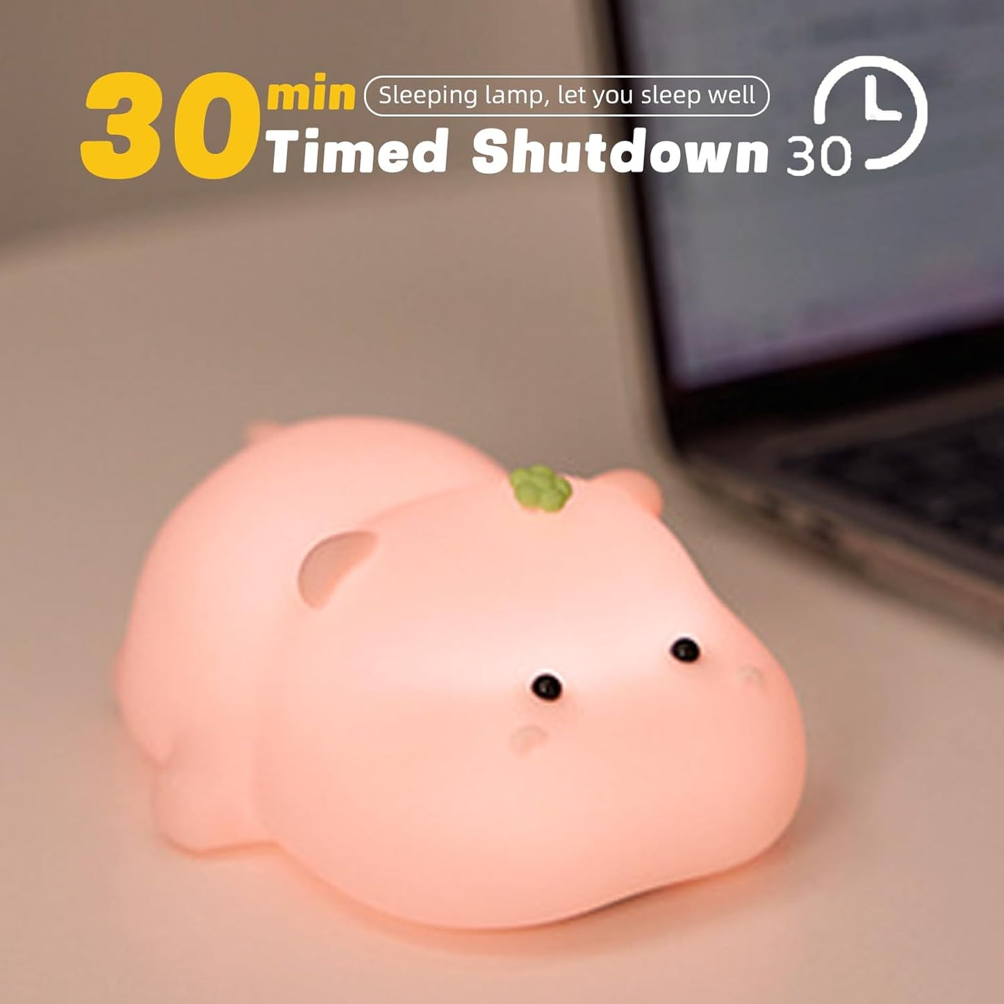Silicone Night Light, Kids Night Light, Cute Hippo Design, Rechargeable, Pink V1259-DP01-A-2090