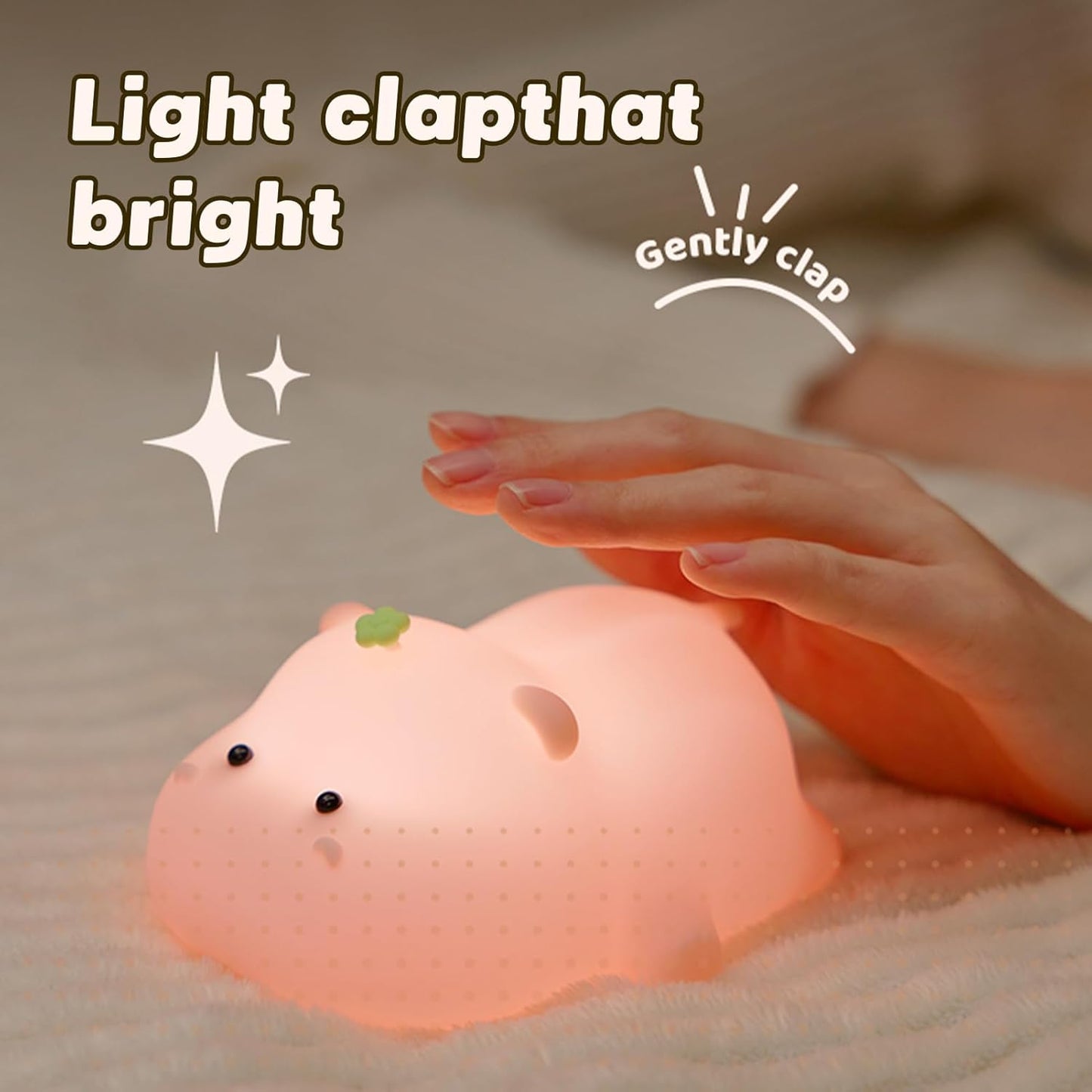Silicone Night Light, Kids Night Light, Cute Hippo Design, Rechargeable, Pink V1259-DP01-A-2090