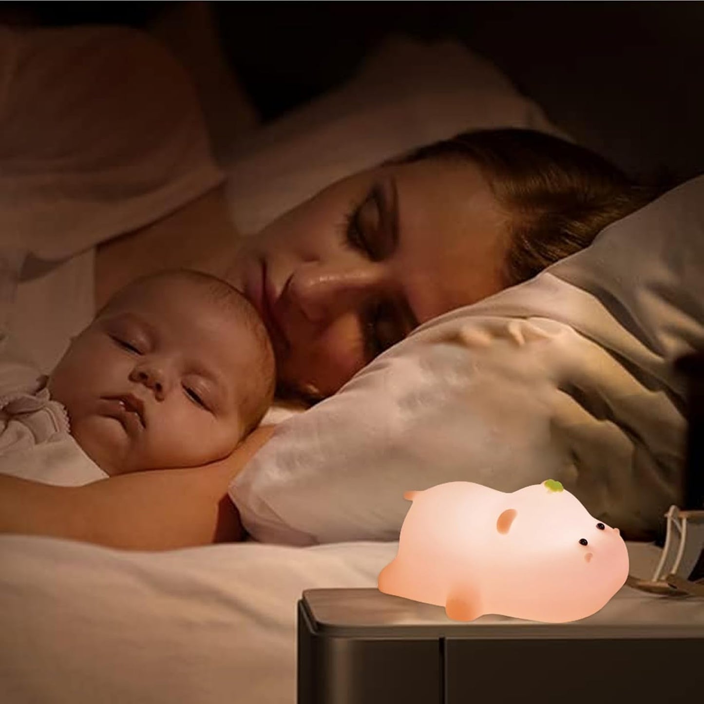 Silicone Night Light, Kids Night Light, Cute Hippo Design, Rechargeable, Pink V1259-DP01-A-2090