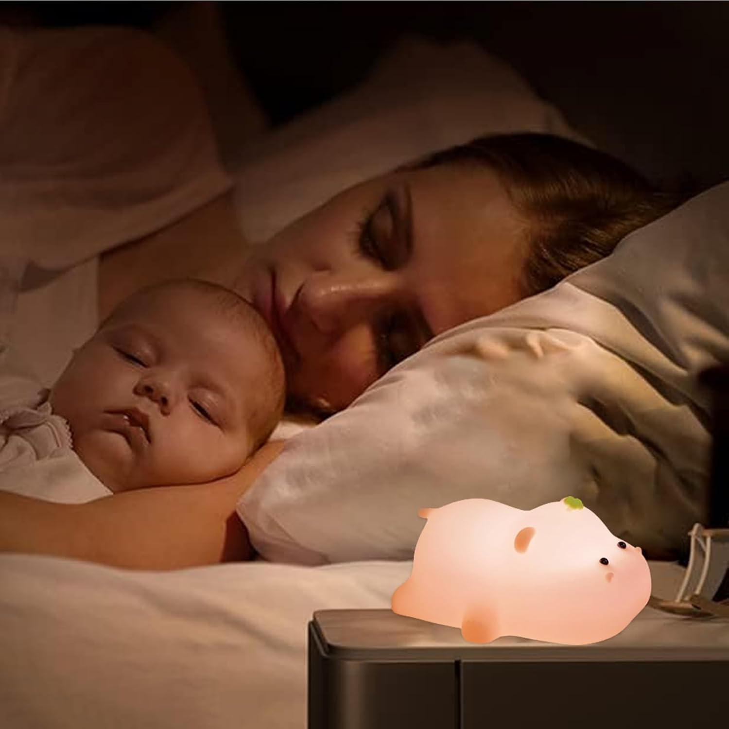 Silicone Night Light, Kids Night Light, Cute Hippo Design, Rechargeable, Pink V1259-DP01-A-2090