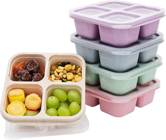 5 Pack Bento Lunch Box, 4 Compartment Snack Containers, Divided Bento Snack Box, Meal Prep Lunch Containers, V1259-DP01-A-2091