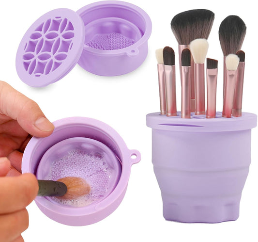 Makeup Brushes Cleaner Mat with Brush Storage Holder, Folding Portable Washing Tool for Makeup Brush V1259-DP01-A-2095
