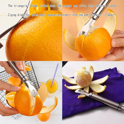 2PCS Stainless Steel Orange Peeler, Grapefruit Peeler, Easy to Peel, Long Handle Orange Citrus Peeler Tool, V1259-DP01-A-2097