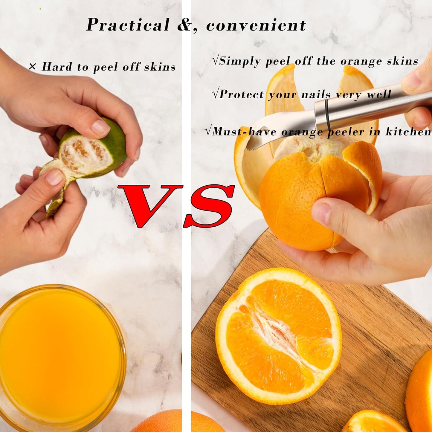 2PCS Stainless Steel Orange Peeler, Grapefruit Peeler, Easy to Peel, Long Handle Orange Citrus Peeler Tool, V1259-DP01-A-2097
