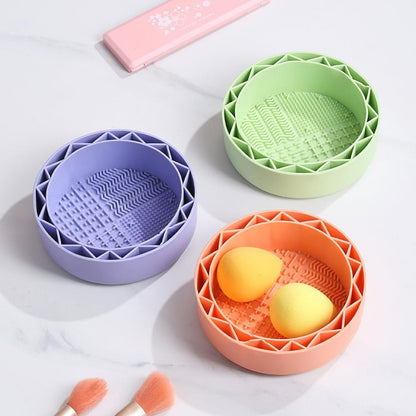 Makeup Brush Cleaner, Sillicon Brushes Cleaning Mat Brush Holder Bowl Prtable Cleaning Tool (Purple) V1259-DP01-A-2098