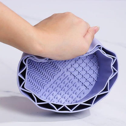 Makeup Brush Cleaner, Sillicon Brushes Cleaning Mat Brush Holder Bowl Prtable Cleaning Tool (Purple) V1259-DP01-A-2098