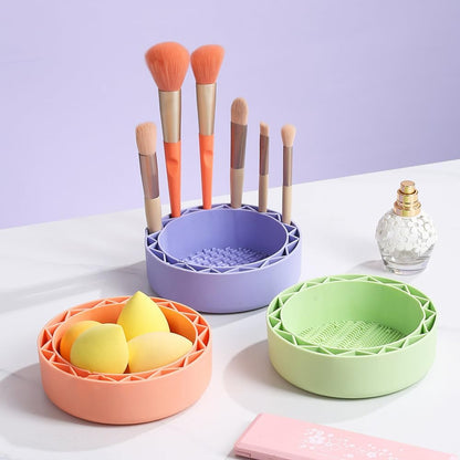 Makeup Brush Cleaner, Sillicon Brushes Cleaning Mat Brush Holder Bowl Prtable Cleaning Tool (Purple) V1259-DP01-A-2098
