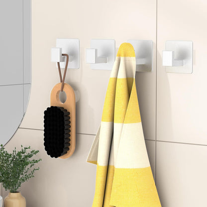 Adhesive Towel Hooks, 4 Pack Sticky Hooks for Hanging Heavy Duty, Coat/Towel Hooks Wall Hooks for Bathroom V1259-DP01-A-2100