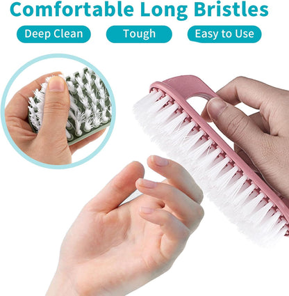 Hand Nail Cleaning Brush, 2 Pcs Durable Stiff Bristles Fingernails Scrub Cleaner with Handle(Pink, Green) V1259-DP01-A-2102