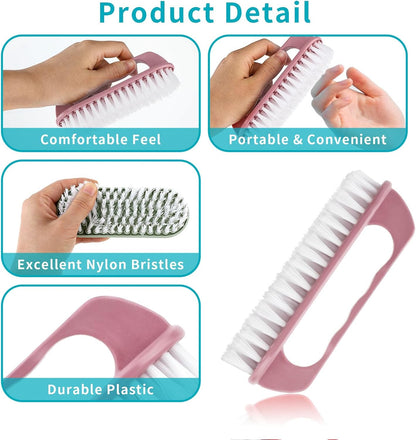 Hand Nail Cleaning Brush, 2 Pcs Durable Stiff Bristles Fingernails Scrub Cleaner with Handle(Pink, Green) V1259-DP01-A-2102
