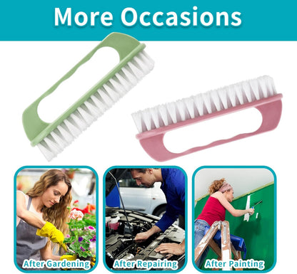 Hand Nail Cleaning Brush, 2 Pcs Durable Stiff Bristles Fingernails Scrub Cleaner with Handle(Pink, Green) V1259-DP01-A-2102
