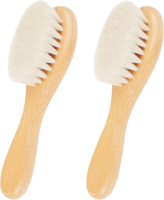 Baby Hair Brush, 2 Pcs Baby Hair Brush with Wooden Handle, Natural Soft Goat Bristles Cradle Cap Brush for V1259-DP01-A-2105