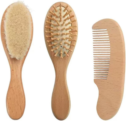 Baby Hair Brush and Comb Set for Newborn| Natural Wooden Hairbrush with Soft Goat Bristles, Pear Wood Comb V1259-DP01-A-2126