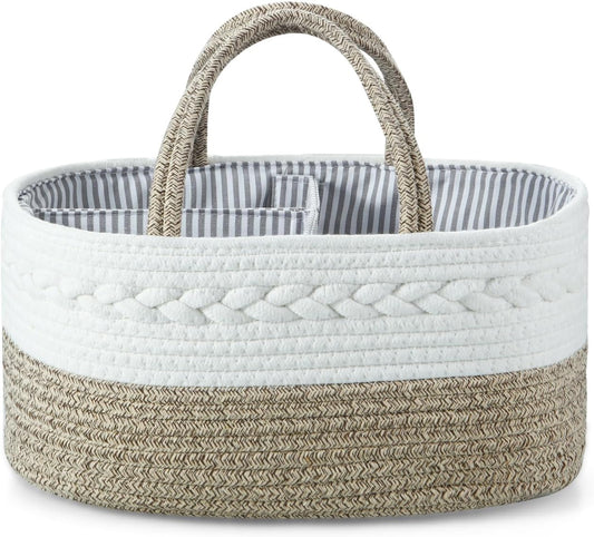 Baby Diaper Caddy Organizer, Portable Nursery Organizers and Storage Baby Basket, Cotton Rope Diaper V1259-DP01-A-2127