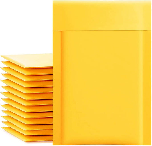 Kraft Bubble Mailers 4x8 Inch 50 Pcs,Small Self-Sealing Mail Shipping Bags,Yellow Padded Envelopes #000 V1259-DP01-A-2136